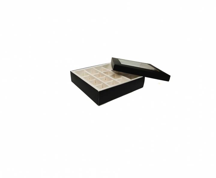 CAJA PAPEL CUADRADO C/ VISOR 5P (16X16X4) BLANCO/NEGRO