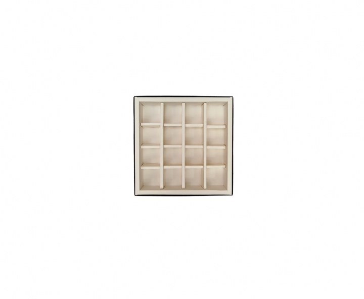 CAJA PAPEL CUADRADO C/ VISOR 5P (16X16X4) BLANCO/NEGRO