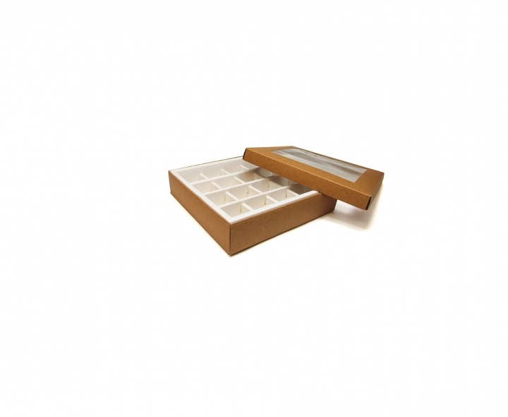 CAJA PAPEL CUADRADO C/ VISOR 5P (18X18X4) BLANCO/NATURAL
