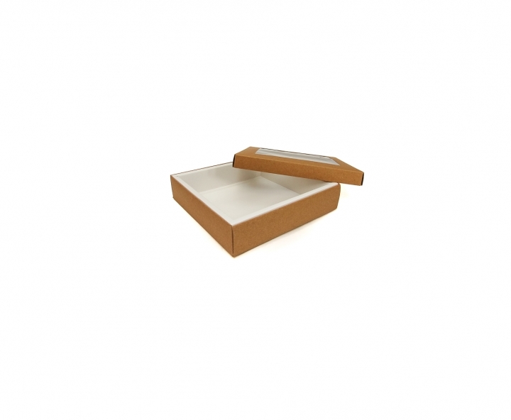 CAJA PAPEL CUADRADO C/ VISOR 5P (18X18X4) BLANCO/NATURAL