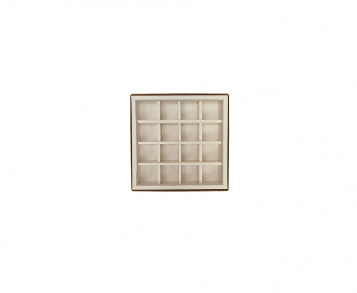 CAJA PAPEL CUADRADO C/ VISOR 5P (18X18X4) BLANCO/NATURAL