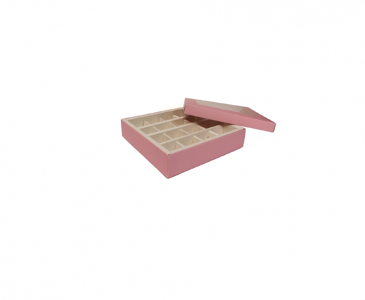 CAJA PAPEL CUADRADO C/ VISOR 5P (16X16X4) BLANCO/ROSADO