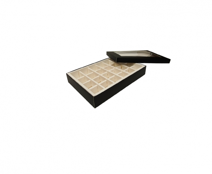 CAJA PAPEL RECTANGULO C/ VISOR 5P (16X24X4) BLANCO/NEGRO