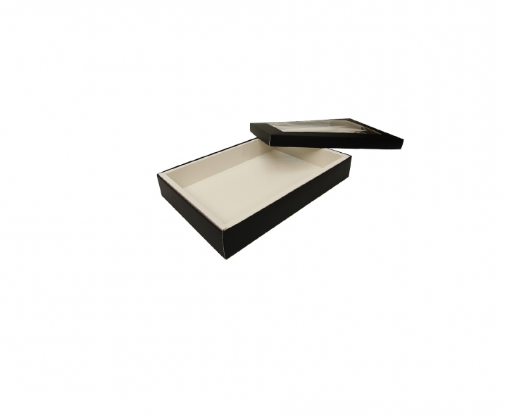 CAJA PAPEL RECTANGULO C/ VISOR 5P (16X24X4) BLANCO/NEGRO