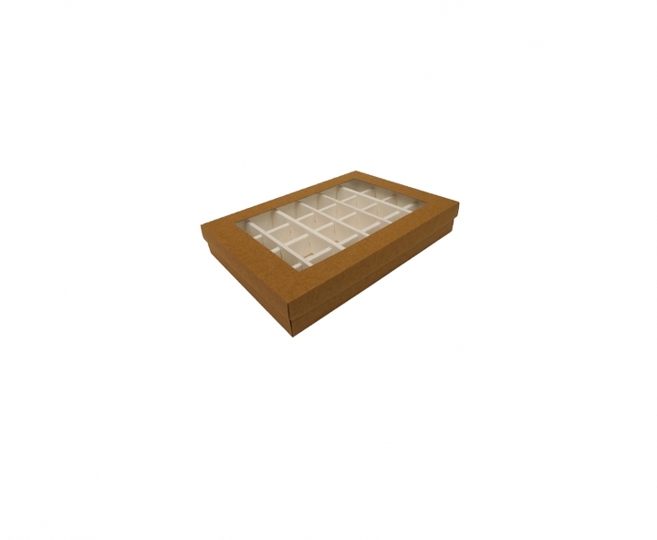 CAJA PAPEL RECTANGULO C/ VISOR 5P (16X24X4) BLANCO/NATURAL