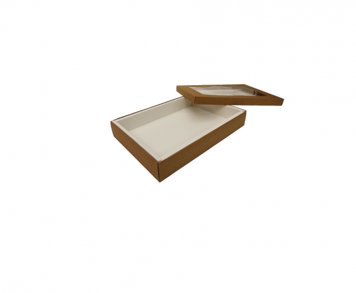 CAJA PAPEL RECTANGULO C/ VISOR 5P (16X24X4) BLANCO/NATURAL