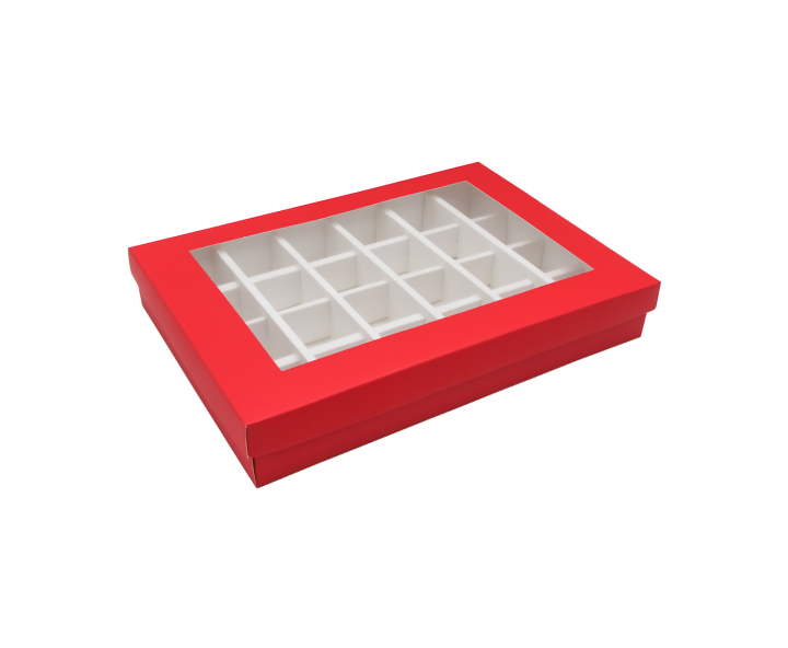 CAJA CON 24 DIVISIONES Y VISOR 5P (16X24X4CM) BLANCO/ROJO
