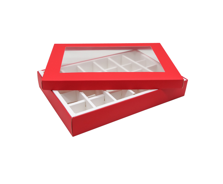 CAJA CON 24 DIVISIONES Y VISOR 5P (16X24X4CM) BLANCO/ROJO