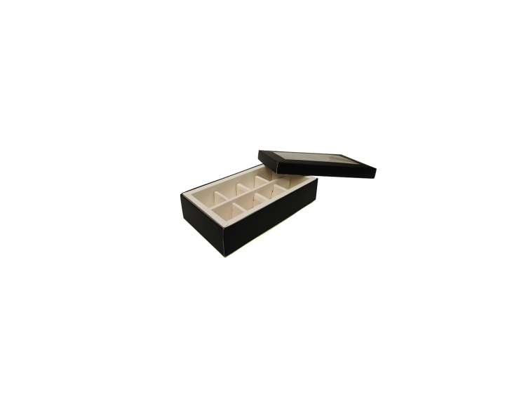 CAJA PAPEL RECTANGULO C/ VISOR 5P (10X18X4) BLANCO/NEGRO