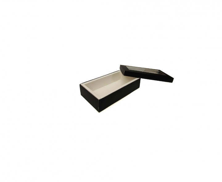 CAJA PAPEL RECTANGULO C/ VISOR 5P (10X18X4) BLANCO/NEGRO