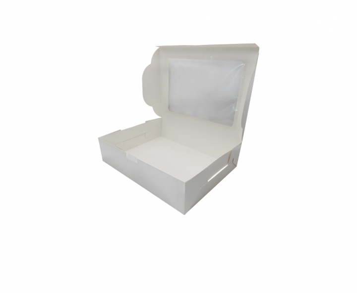 CAJA PAPEL RECTANGULO C/ VISOR 5P (32X25X8CM) BLANCO