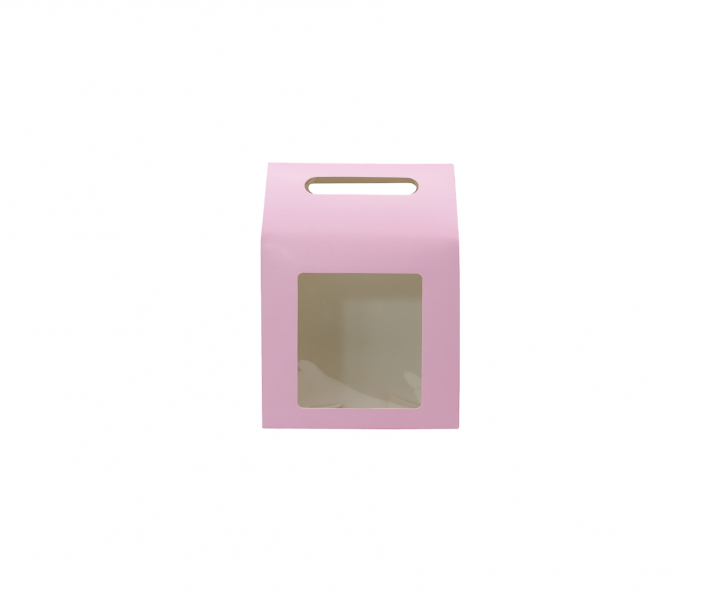CAJA PAPEL CUADRADO C/ VISOR 5P (19.5X13.5X8CM) ROSADO