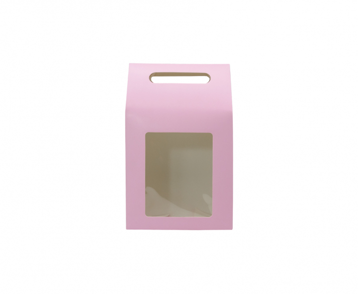 CAJA PAPEL CUADRADO C/ VISOR 5P (26.5X16X9CM) ROSADO