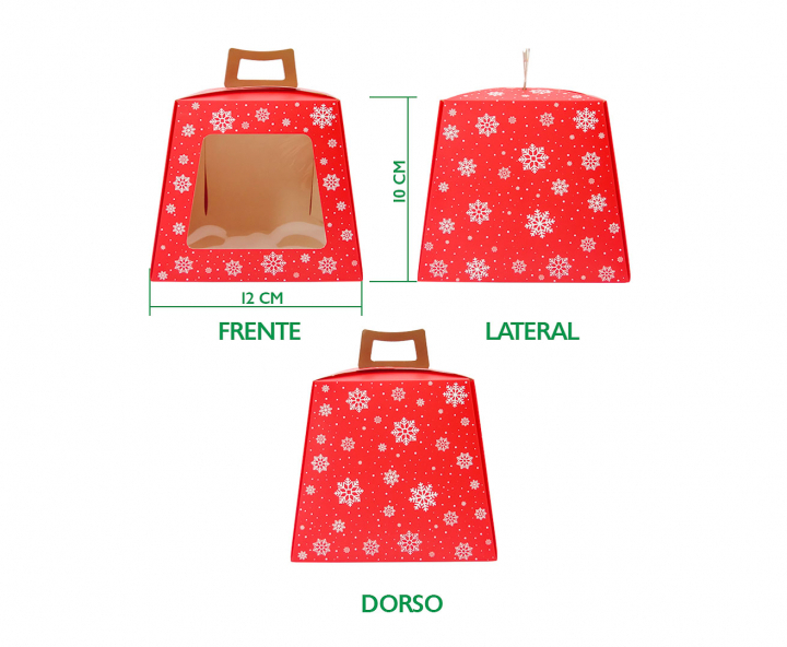 CAJA PAPEL NAVIDEÑO 5P C/ VISOR (12X13CM) ROJO