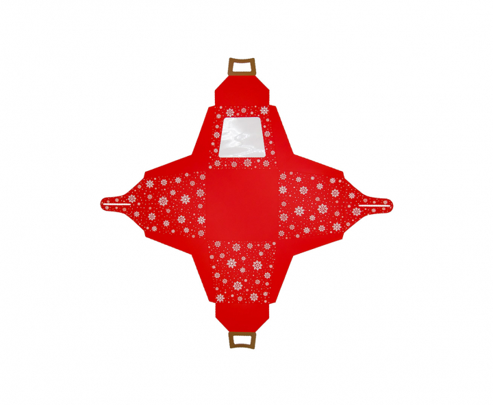 CAJA PAPEL NAVIDEÑO 5P C/ VISOR (12X13CM) ROJO