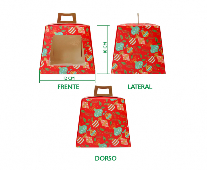 CAJA PAPEL NAVIDEÑO 5P C/ VISOR (12X13CM) ROJO