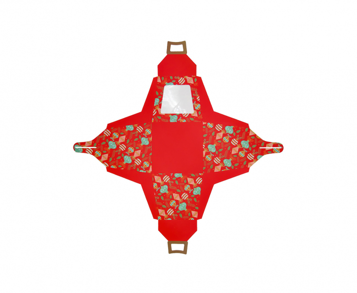 CAJA PAPEL NAVIDEÑO 5P C/ VISOR (12X13CM) ROJO