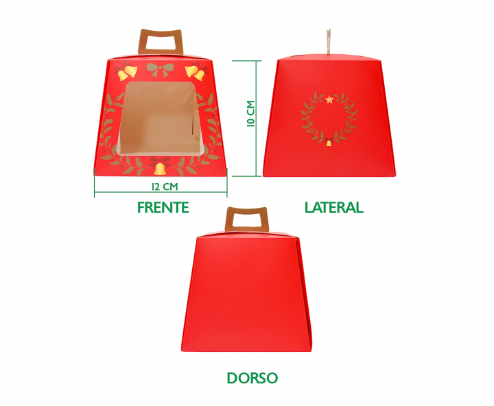 CAJA PAPEL NAVIDEÑO 5P C/ VISOR (12X13CM) ROJO