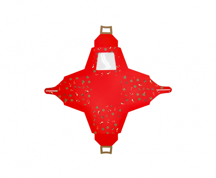 CAJA PAPEL NAVIDEÑO 5P C/ VISOR (12X13CM) ROJO
