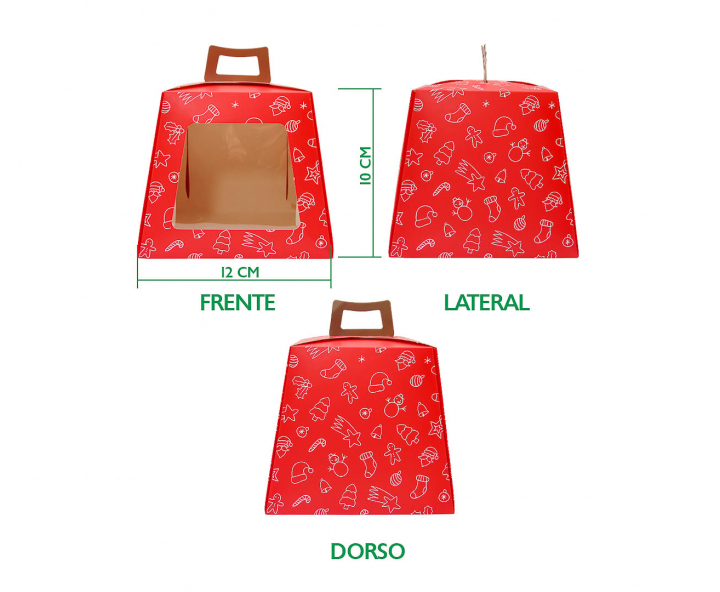 CAJA PAPEL NAVIDEÑO 5P C/ VISOR (12X13CM) ROJO