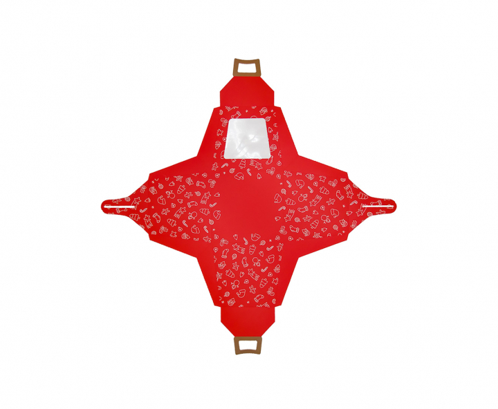 CAJA PAPEL NAVIDEÑO 5P C/ VISOR (12X13CM) ROJO