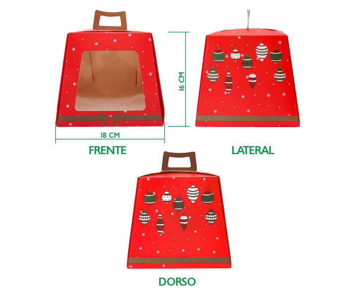 CAJA PAPEL NAVIDEÑO 5P C/ VISOR (18X21CM) ROJO