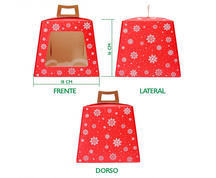 CAJA PAPEL NAVIDEÑO 5P C/ VISOR (18X21CM) ROJO