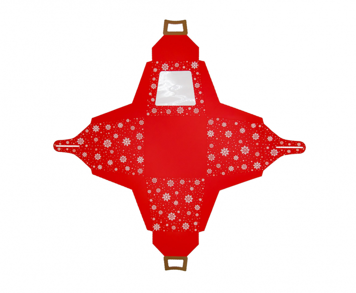 CAJA PAPEL NAVIDEÑO 5P C/ VISOR (18X21CM) ROJO
