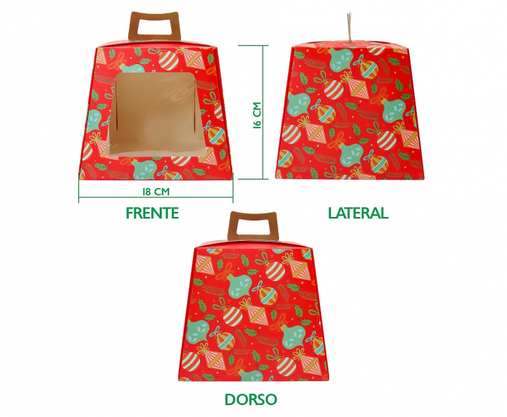 CAJA PAPEL NAVIDEÑO 5P C/ VISOR (18X21CM) ROJO
