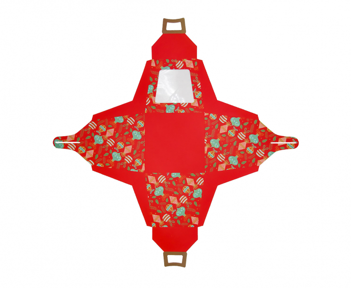 CAJA PAPEL NAVIDEÑO 5P C/ VISOR (18X21CM) ROJO
