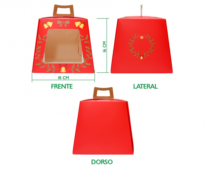 CAJA PAPEL NAVIDEÑO 5P C/ VISOR (18X21CM) ROJO