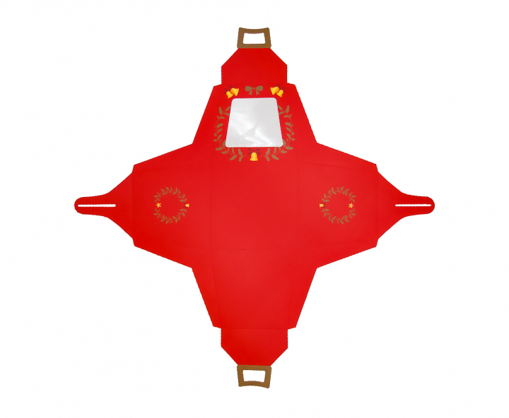 CAJA PAPEL NAVIDEÑO 5P C/ VISOR (18X21CM) ROJO