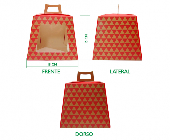 CAJA PAPEL NAVIDEÑO 5P C/ VISOR (18X21CM) ROJO