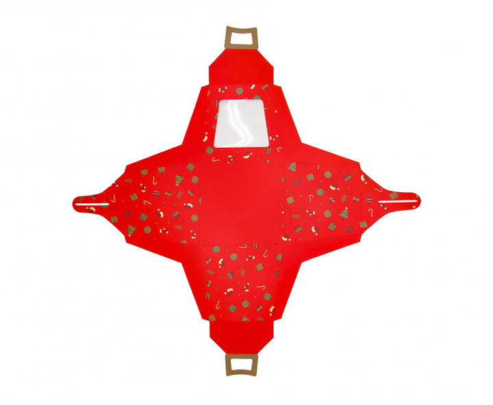 CAJA PAPEL NAVIDEÑO 5P C/ VISOR (18X21CM) ROJO