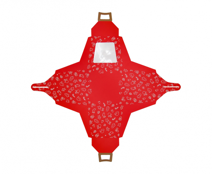 CAJA PAPEL NAVIDEÑO 5P C/ VISOR (18X21CM) ROJO