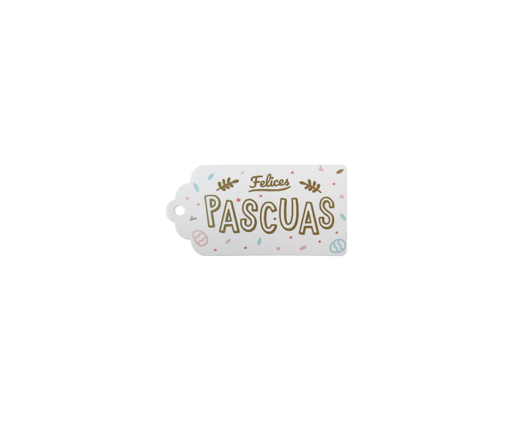 ETIQUETA RECTANGULO “FELICES PASCUAS” 10P (10X5) BLANCO
