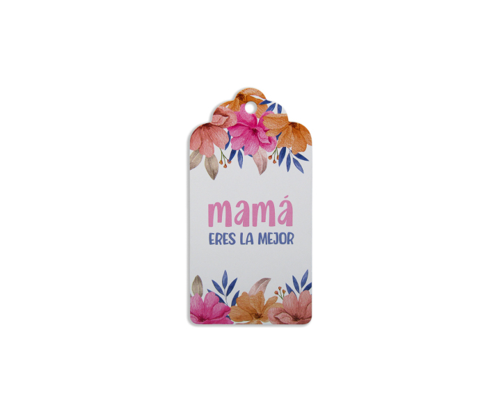 ETIQUETA RECTANGULO MAMA ERES LA MEJOR 10P (10X5CM) BLANCO