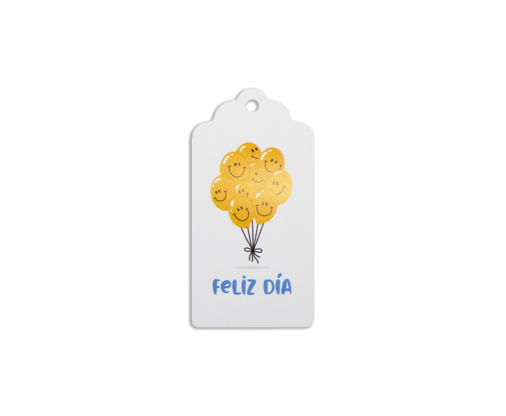 ETIQUETA RECTANGULO FELIZ DIA 10P (10X5CM) BLANCO