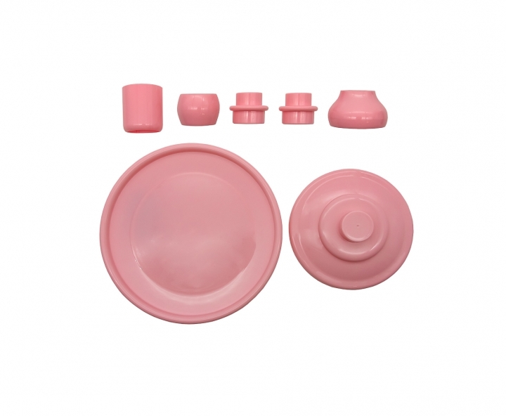 BANDEJA PLASTICA C/ BASE (23X19CM) ROSADO CLARO
