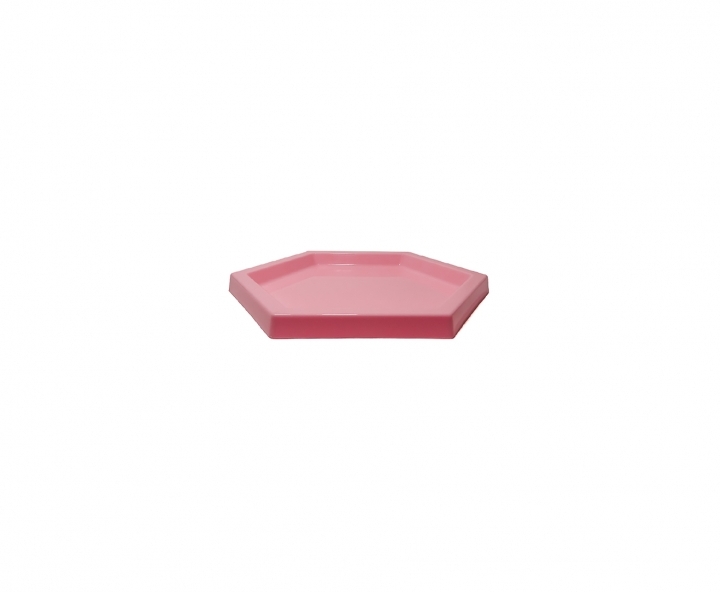 BANDEJA PLASTICA HEXAGONO (22X2CM) ROSADO CLARO