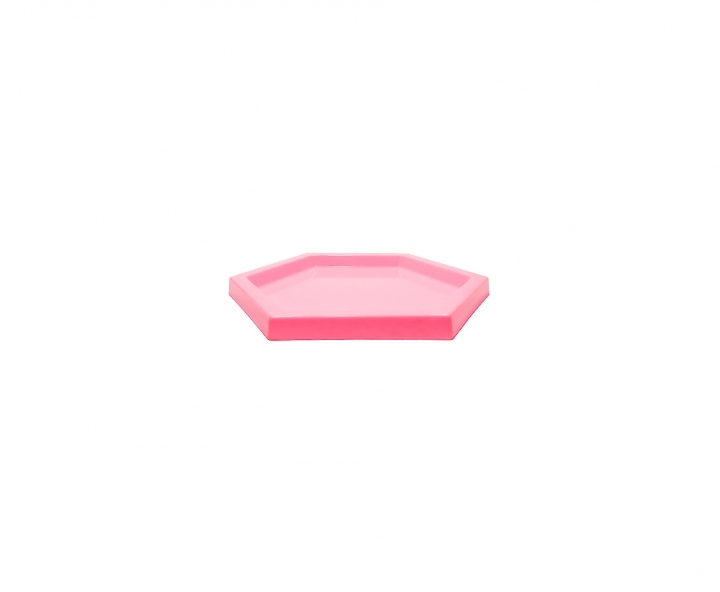 BANDEJA PLASTICA HEXAGONO (22X2CM) ROSADO