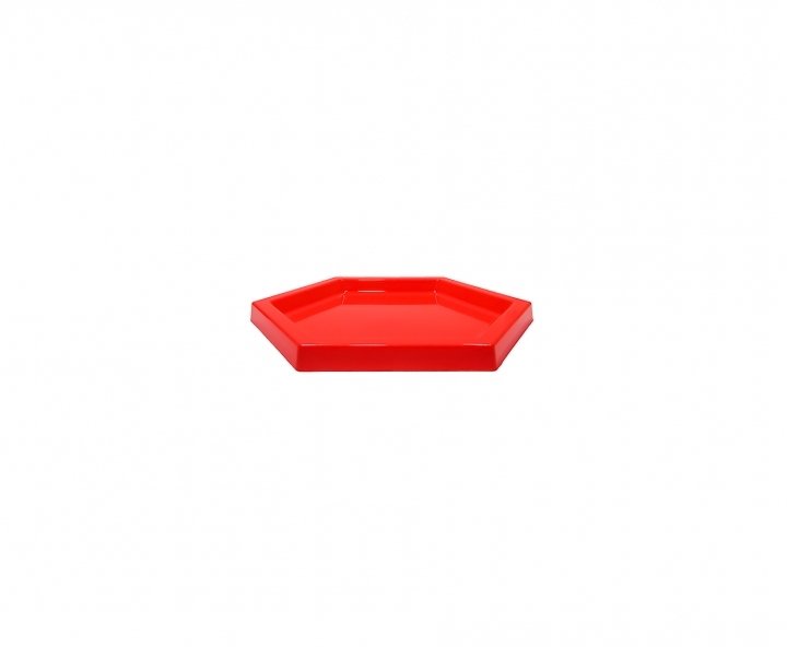 BANDEJA PLASTICA HEXAGONO (22X2CM) ROJO