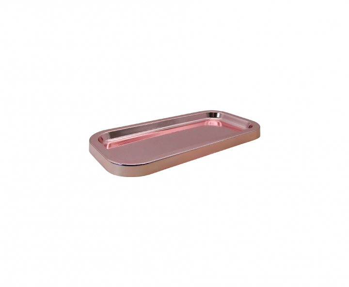 BANDEJA PLASTICA RECTANGULO (30X14X2CM) ROSA DORADO