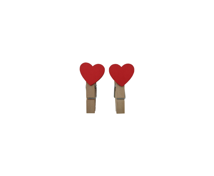 PINZITA MADERA CORAZON 10P (2X4) ROJO