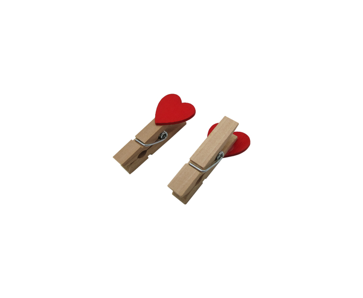 PINZITA MADERA CORAZON 10P (2X4) ROJO