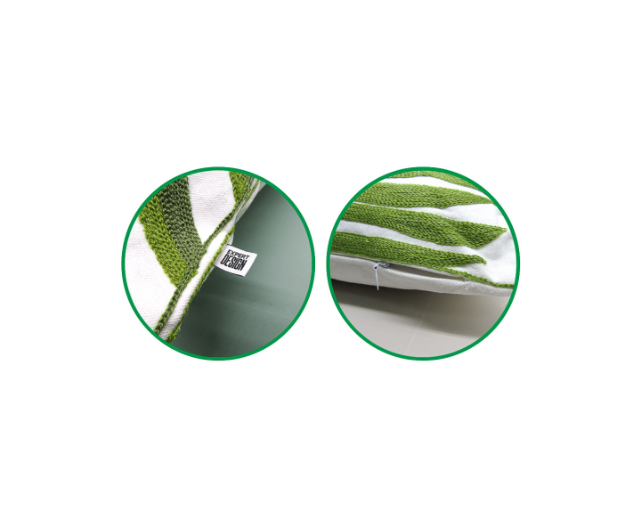 ALMOHADON (45X45CM) HOJAS VERDE/ CREMA