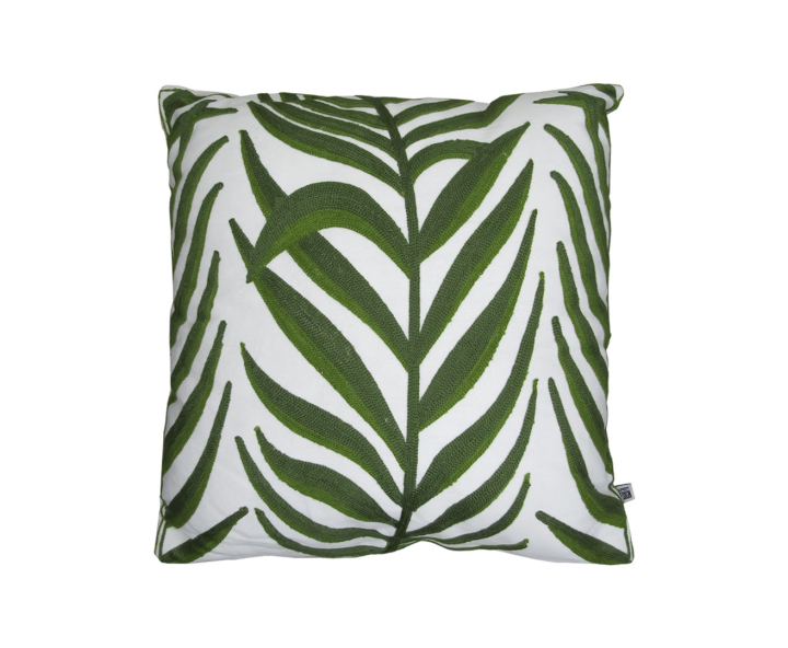 ALMOHADON (45X45CM) HOJAS VERDE/ CREMA