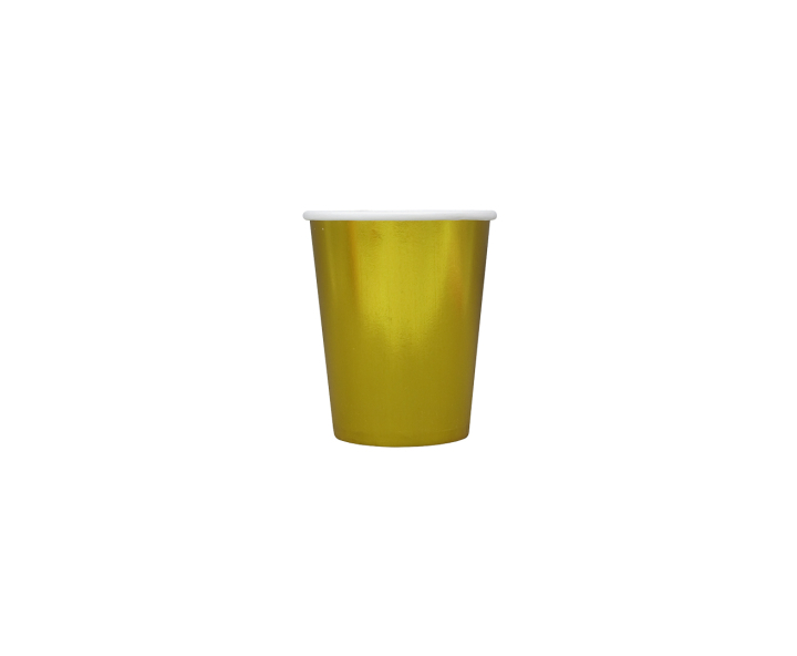 VASOS PAPEL BRILLOSO 10P (200ML) DORADO