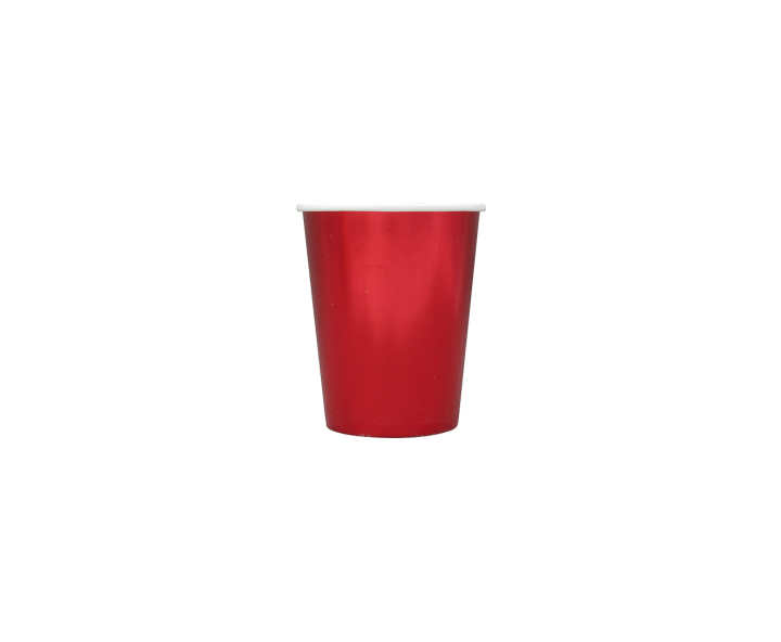 VASOS PAPEL BRILLOSO 10P (200ML) ROJO