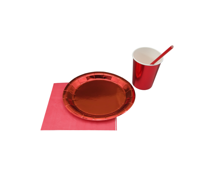 VASOS PAPEL BRILLOSO 10P (200ML) ROJO